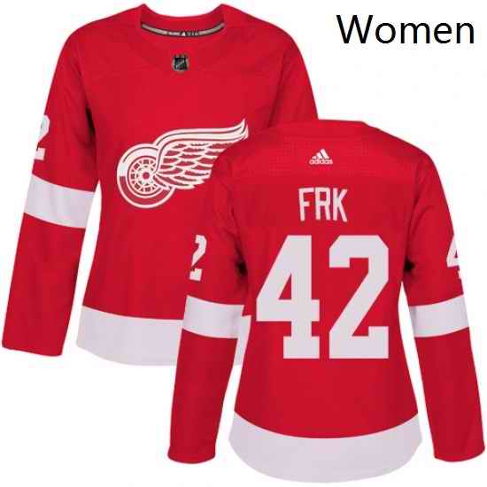 Womens Adidas Detroit Red Wings 42 Martin Frk Authentic Red Home NHL Jersey